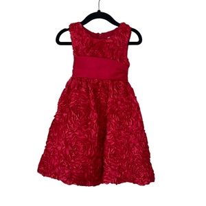 Rare Editions red toddler girls holiday Christmas dress rose fit & flare size 3T